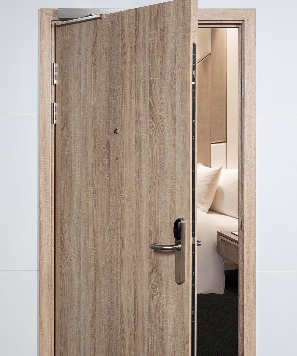 Morland certified fire-rated doors with pre-hung installation High-quality Morland door with Certifire accreditation, FD30 and FD60 fire ratings, factory-fitted ironmongery, and precision pre-hung design for fast and compliant installation.